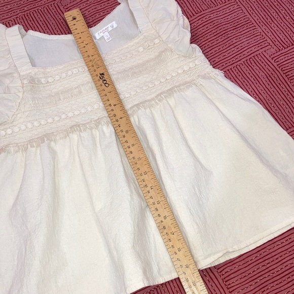 Tahari Girl size 12 yrs lovely Ruffled Kids Blouse top cream / off white cotton - Picture 10 of 12